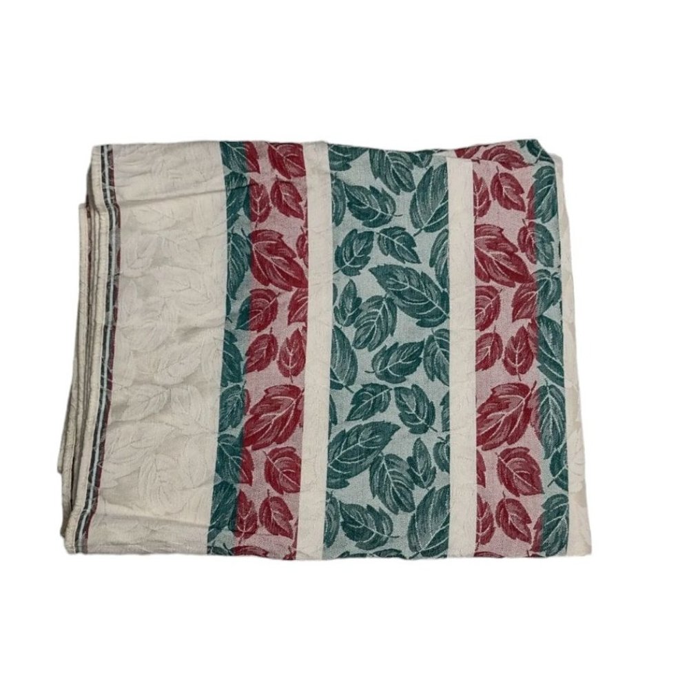 Vintage Fashion Industries holiday tablecloth With leaves 95"x60"